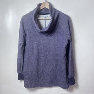 Columbia Top Womens Large Tunic Sweater Purple Cowl Neck Terry Cloth Outdoors
